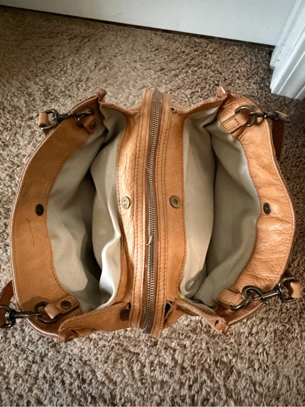 American Leather Co. Lenox Triple Entry Leather Satchel